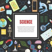 Science Banner Template with Square Frame, Laboratory Equipment and Space for Text, Scientific Research Illustration vector