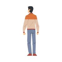 Back View of Guy, Young Man Viewed from Behind Wearing Casual Clothes and Looking at Something Cartoon Style Illustration vector
