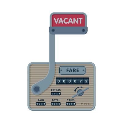 Taximeter Device Calculating Equipment, Taxicab Counter Measurement Appliance Illustration on White Background