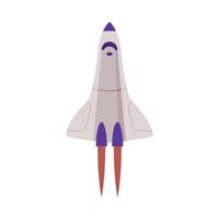 Space Rocket Launch, Astronautics and Space Exploration Technology Flat Style Illustration on White Background vector
