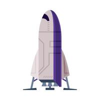 Spaceship, Space Rocket, Astronautics and Space Exploration Technology Flat Style Illustration on White Background vector