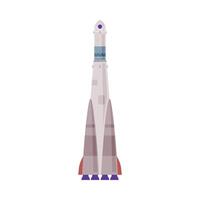 Space Rocket, Astronautics and Space Exploration Technologies Flat Style Illustration on White Background vector