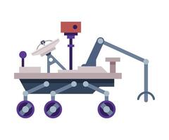 Space Rover, Robotic Autonomous Vehicle for Mars or Moon Exploration Flat Style Illustration on White Background vector