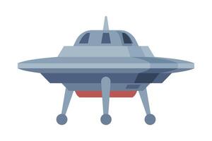 Ufo Spaceship of Round Shape Flat Style Illustration on White Background vector