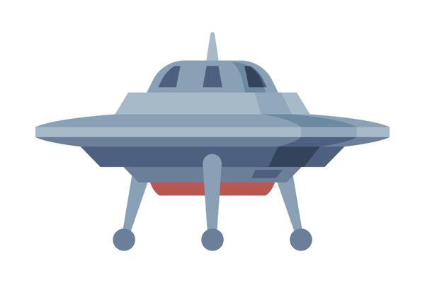 Ufo Spaceship of Round Shape Flat Style Illustration on White Background