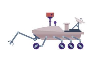 Space Rover, Robotic Autonomous Vehicle for Cosmos Exploration Flat Style Illustration on White Background vector