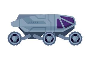 Space Rover Robotic Autonomous Vehicle, Cosmos Discovery and Exploration Flat Style Illustration on White Background vector