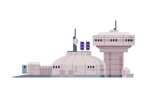 Observatory Building, Space Exploration Technologies Flat Style Illustration on White Background vector