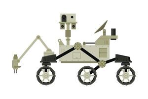Moon or Mars Rover, Robotic Space Vehicle, Cosmos Exploration Theme Flat Illustration on White Background vector