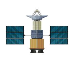 Artificial Satellite Floating, Cosmos Exploration, Space Technology Theme Flat Illustration Isolated on White Background vector