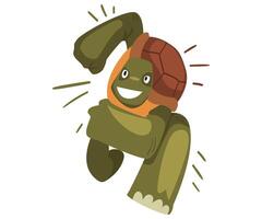 Fast Turtle Running, Funny Tortoise Animal Cartoon Character, Front View Illustration on White Background. vector