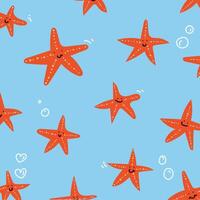 Starfish background pattern for fabric design, textile print, wrapping paper, cover. cartoon illustration of beach summer background. illustration. vector