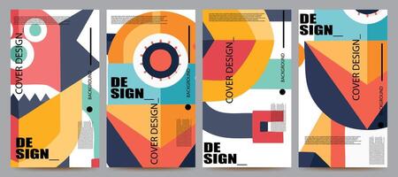 abstract geometric poster design set vector