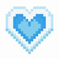 Pixelated blue heart, digital art symbolizing love, affection, and technology in a retro vector