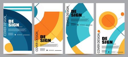 abstract geometric background poster set vector