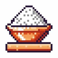 Pixel art bowl filled with sugar on white background retro gaming illustration, 8 bit design vector