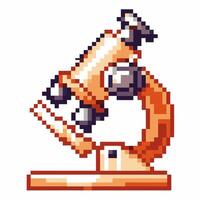 Pixel art microscope retro science instrument in vintage vector