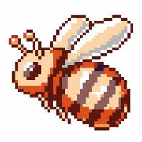 Pixel art bee illustration retro 8 bit style, digital insect design, vintage game aesthetics vector