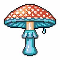 pixel art mushroom icon retro illustration of a colorful toadstool, digital design vector