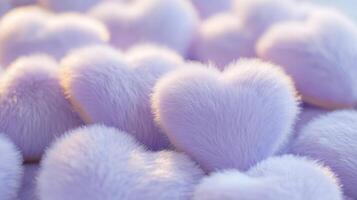 A pile of purple heart shaped fur balls photo