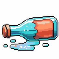 Pixel art message bottle on water retro digital design, nostalgic gaming vector