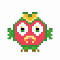 colorful pixel art owl with vibrant geometric design, retro game vector