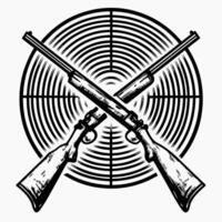 Crossed rifles emblem with bullseye hunting and target shooting symbol, vintage design vector