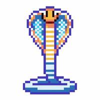 pixel art cobra design retro snake illustration with colorful patterns and blue background vector