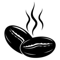 coffee beans with steaming aroma black icon of roasted coffee beans, perfect for cafe branding and beverage design vector