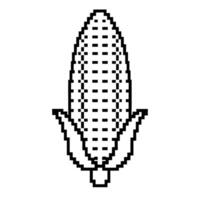 pixel corn illustration retro digital art of corn cob in black and white, minimalistic pixelated design vector