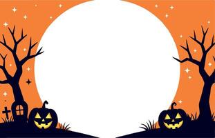 Halloween frame with pumpkins and trees vector
