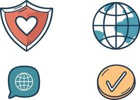 Global Health and Security Icon Set Illustrations vector
