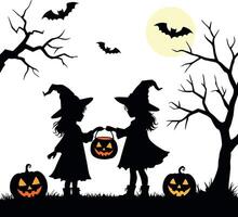 Spooky Halloween Night Out with Trick or Treat Fun vector