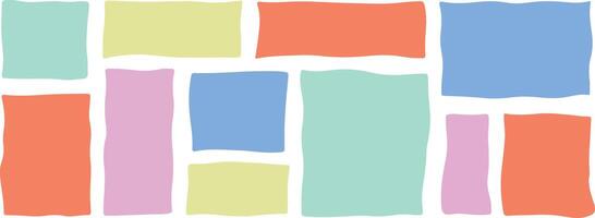 wavy rectangles with grain texture, irregular colorful text boxes. Crayon drawn squares and rectangles with wavy rough edges. Organic grunge text boxes, geometric shapes or empty speech bubbles vector
