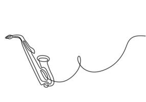 Saxophone One Line Drawing vector