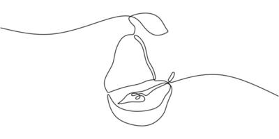 Pear Fruit One Line vector