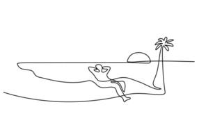 Beach Joy Continuous Line vector