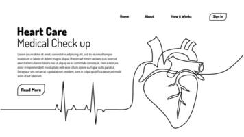 Continuous Line Drawing Heart Organ vector
