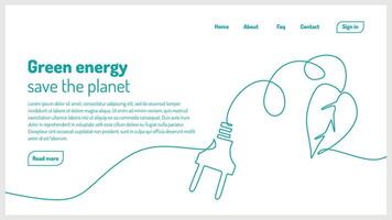 Continuous One Line Green Energy vector