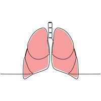 One Line art Drawing Lungs Organ. vector