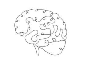 Brain Continuous Line Drawing vector