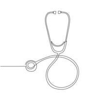 Stethoscope Continuous Line art Drawing. vector