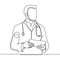 Continuous One Line Doctor Paper vector
