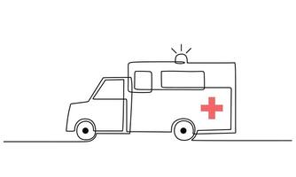 Fast Ambulance Continuous Line Drawing vector