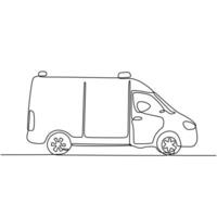 Continuous Line Ambulance Drawing vector