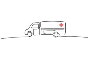 Continuous Line Ambulance Car vector