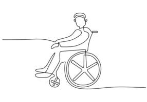 Continuous Line Art Wheelchair User vector