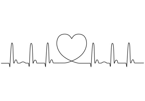 Continuous Line Heart Pulse Hand drawn