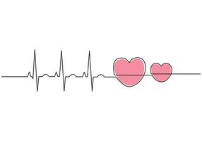 Heartbeat Continuous One Line vector