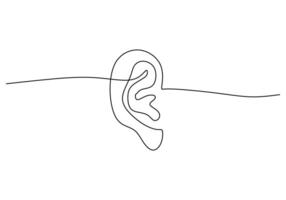 Ear Continuous Line Drawing vector